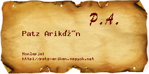 Patz Arikán névjegykártya